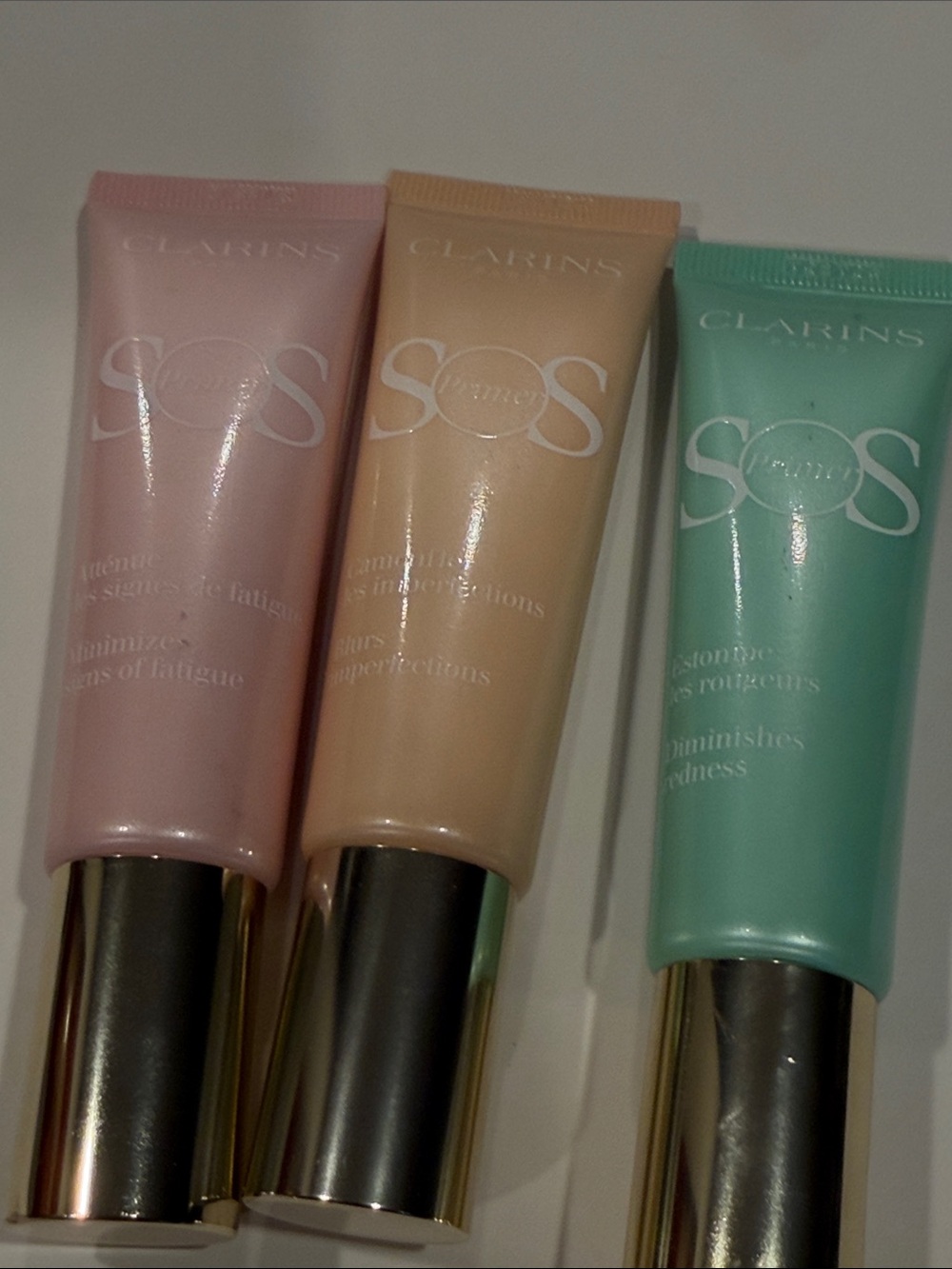 Clarins SOS Primers in Pink, Beige and Mint Green